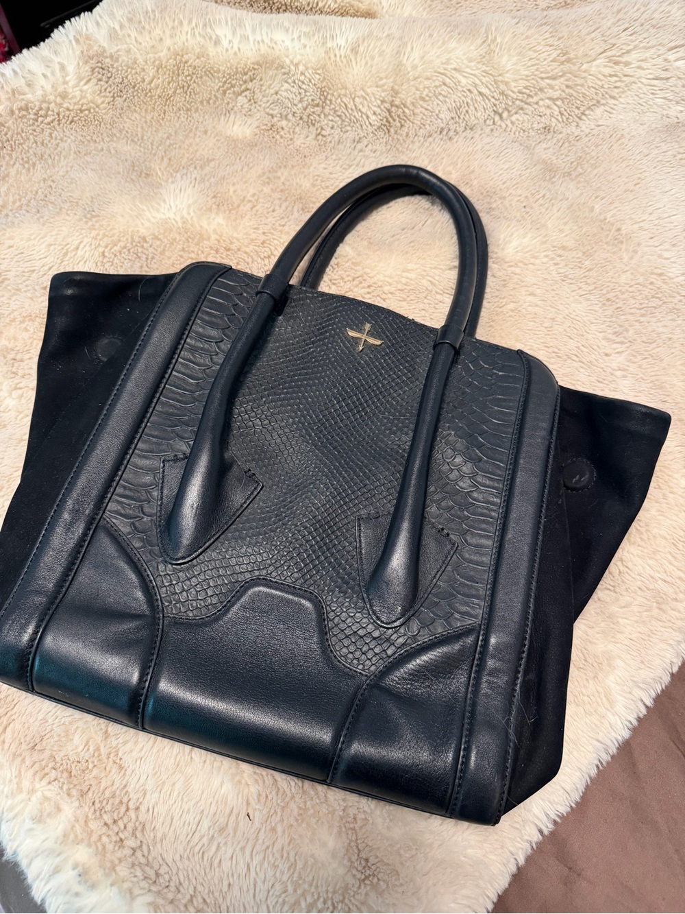 Pour La Victoire Navy Interior Tote with Gold-Tone Hardware